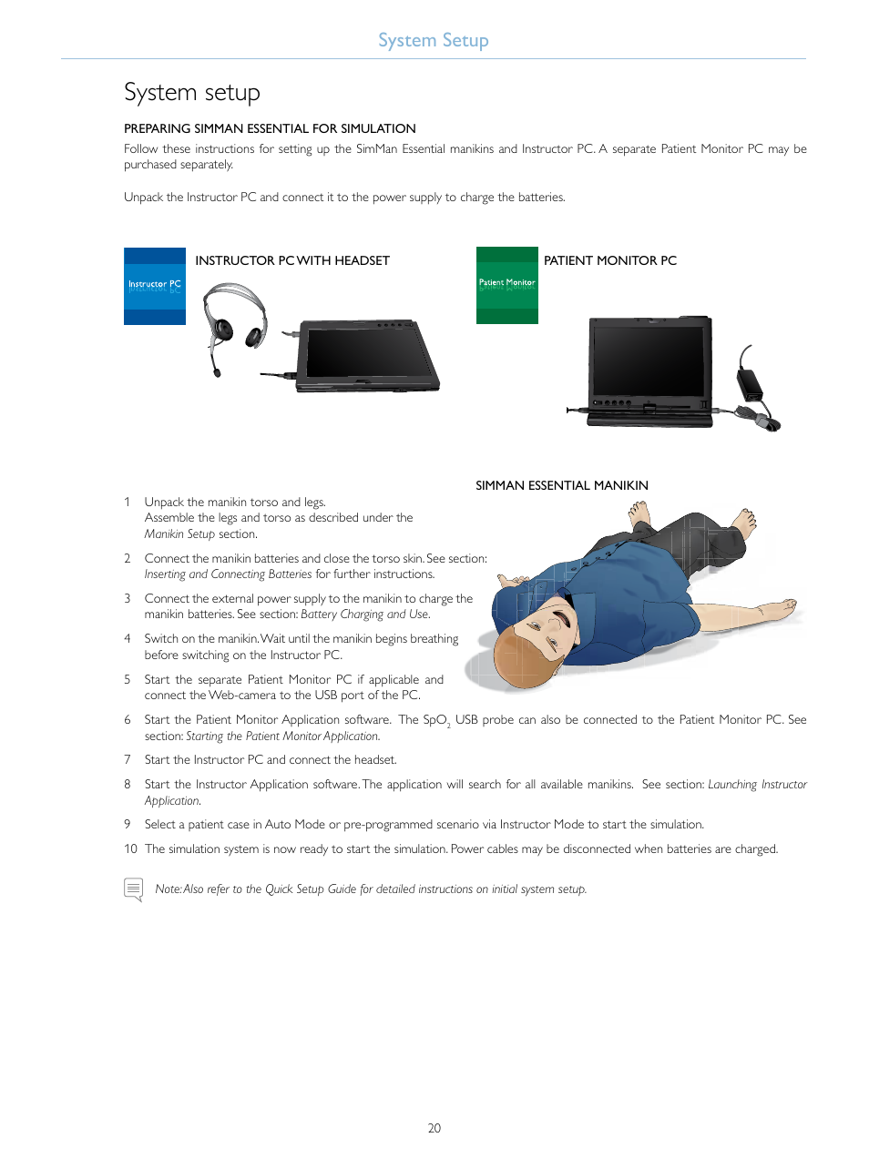 System setup | Laerdal SimMan Essential User Manual | Page 20 / 76
