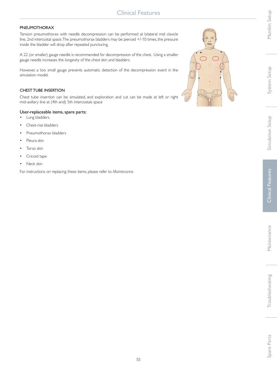 Clinical features | Laerdal SimMan Essential User Manual | Page 55 / 76
