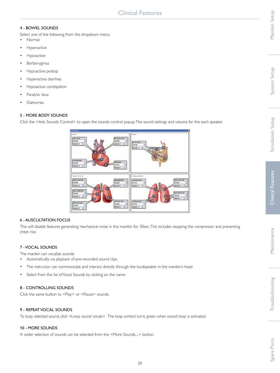 Clinical features | Laerdal SimMan Essential User Manual | Page 59 / 76