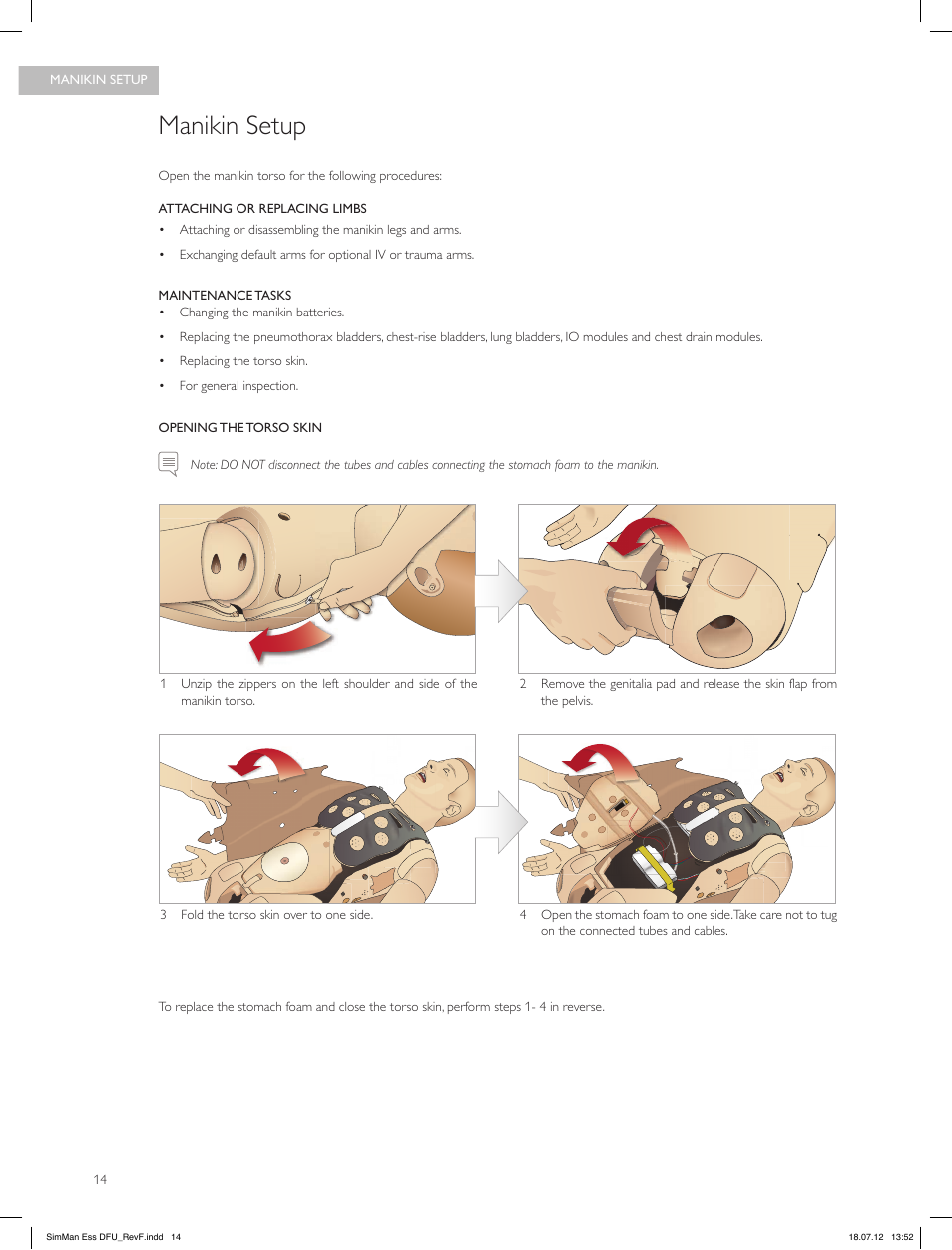 Manikin setup | Laerdal SimMan Essential User Manual | Page 14 / 84