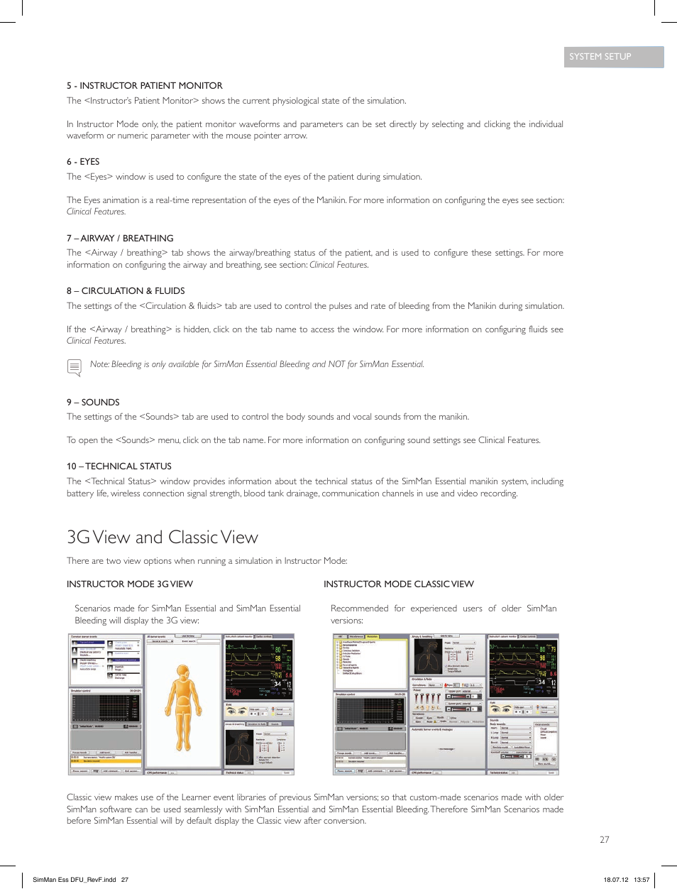 3g view and classic view | Laerdal SimMan Essential User Manual | Page 27 / 84