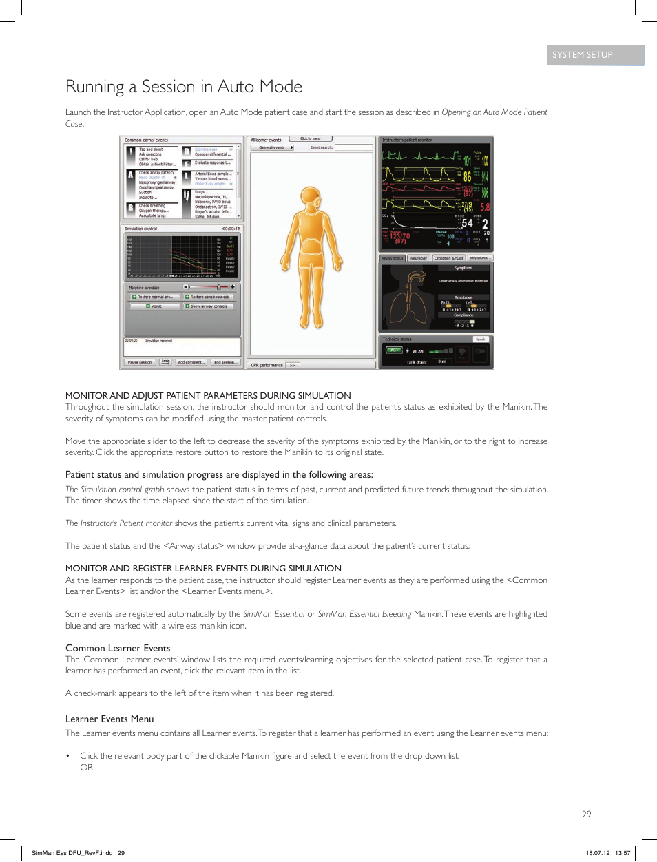 Running a session in auto mode | Laerdal SimMan Essential User Manual | Page 29 / 84