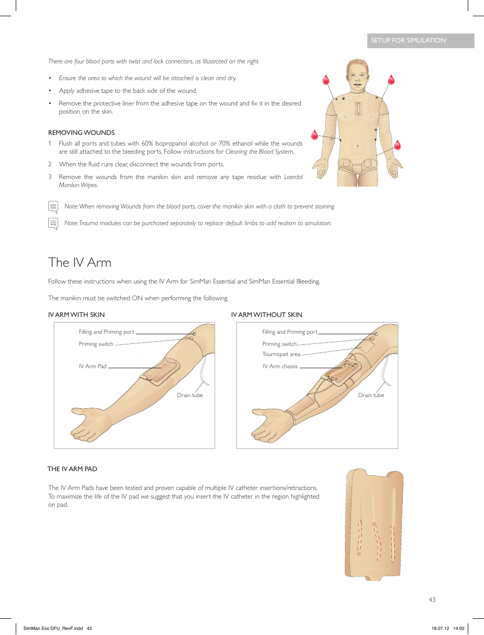 The iv arm | Laerdal SimMan Essential User Manual | Page 43 / 84