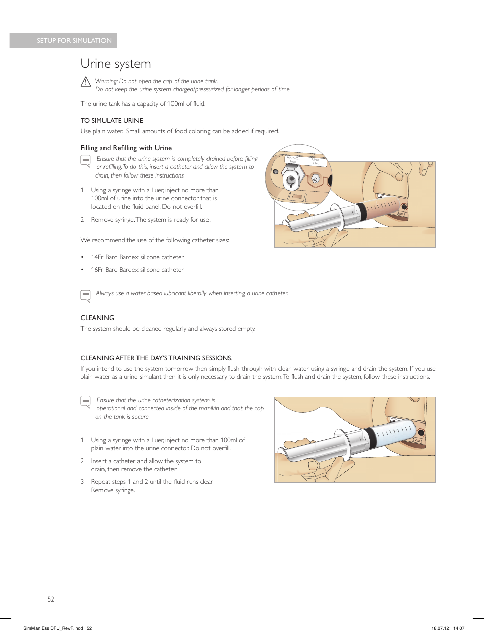 Urine system | Laerdal SimMan Essential User Manual | Page 52 / 84
