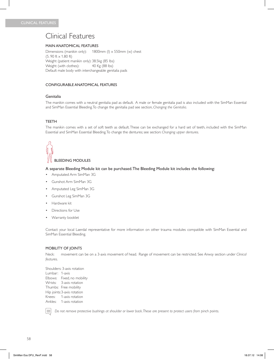 Clinical features | Laerdal SimMan Essential User Manual | Page 58 / 84