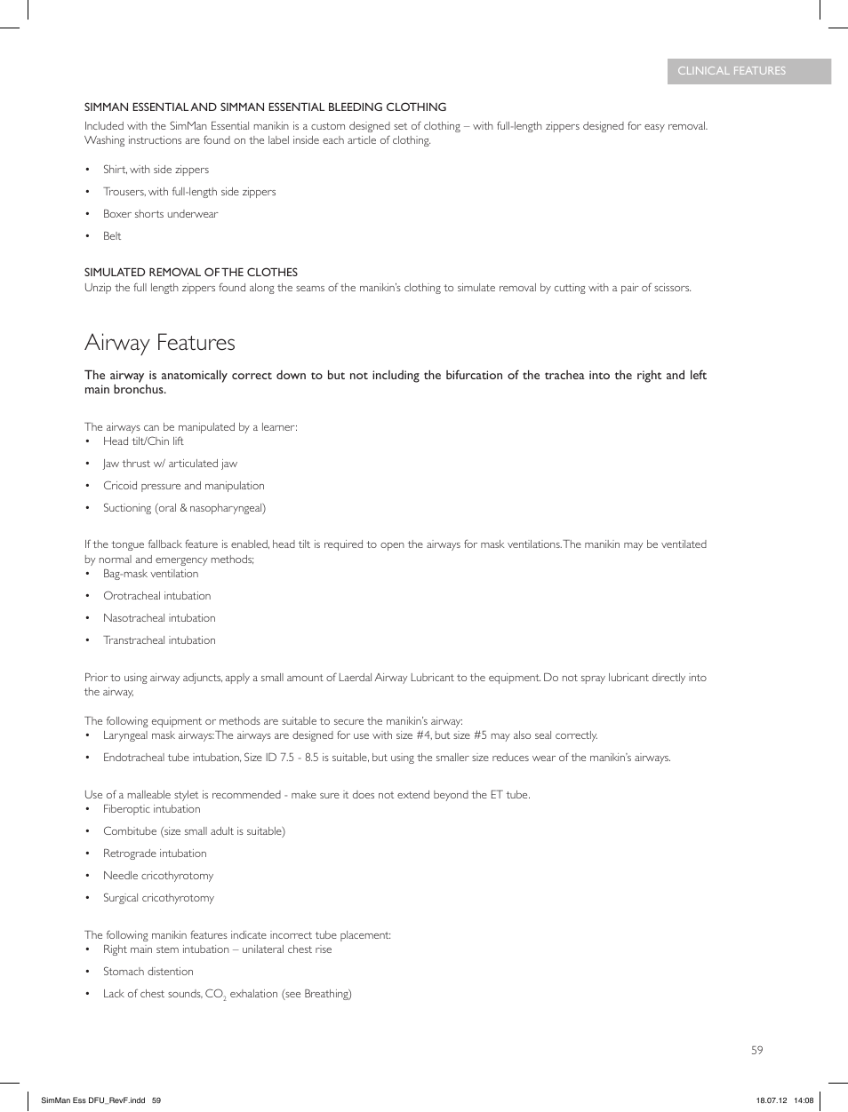Airway features | Laerdal SimMan Essential User Manual | Page 59 / 84
