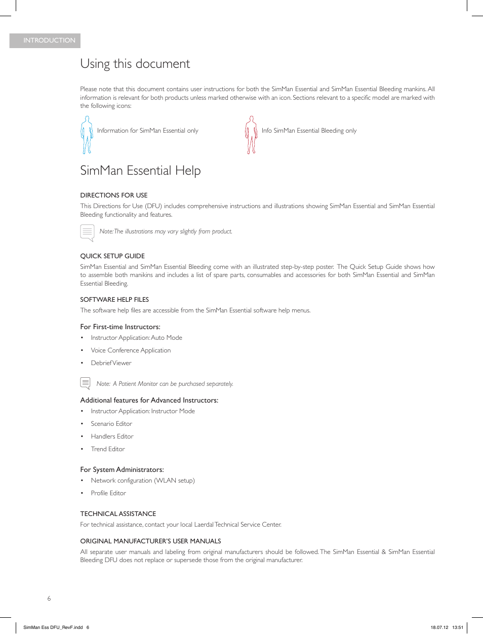 Using this document, Simman essential help | Laerdal SimMan Essential User Manual | Page 6 / 84