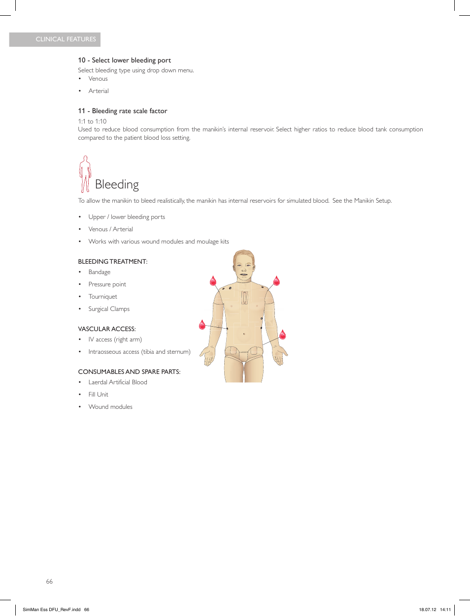 Bleeding | Laerdal SimMan Essential User Manual | Page 66 / 84