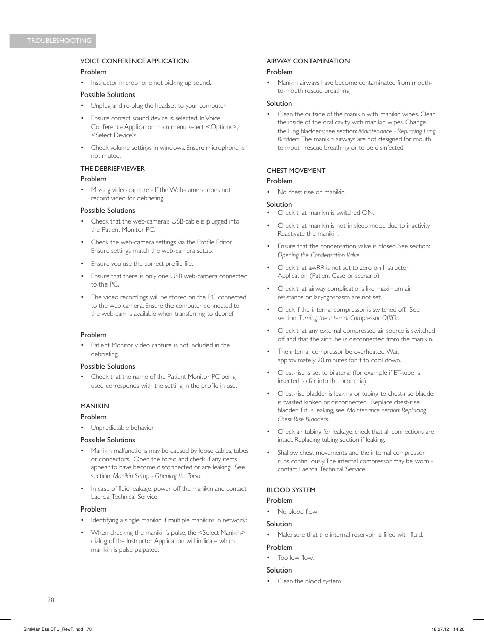 Laerdal SimMan Essential User Manual | Page 78 / 84