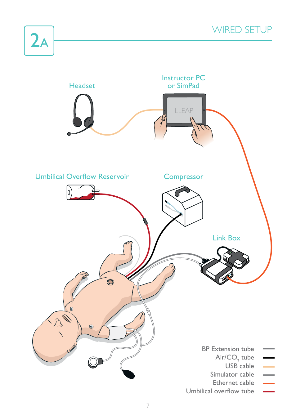 Wired setup | Laerdal SimNewB Advanced User Manual | Page 7 / 12