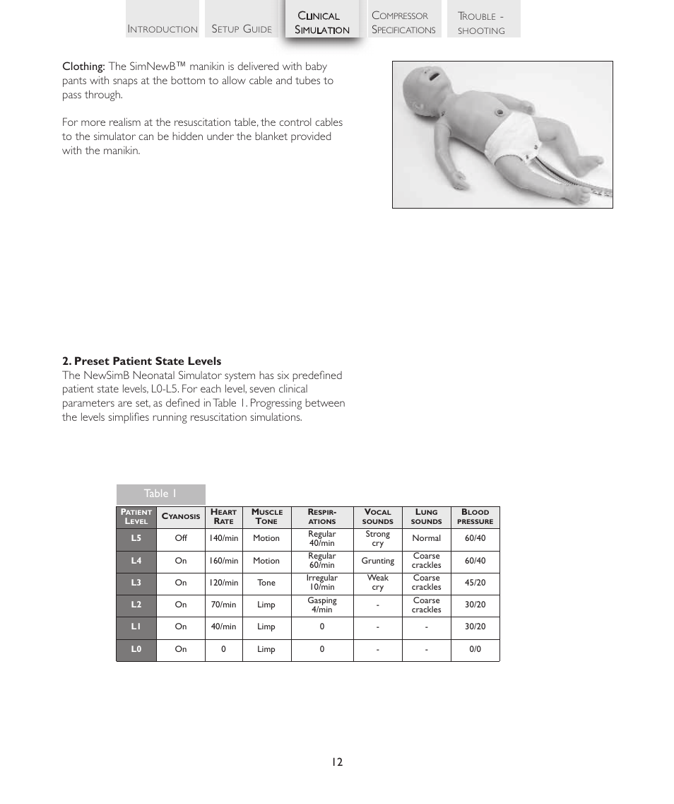 Table 1 i | Laerdal SimNewB Advanced User Manual | Page 14 / 28
