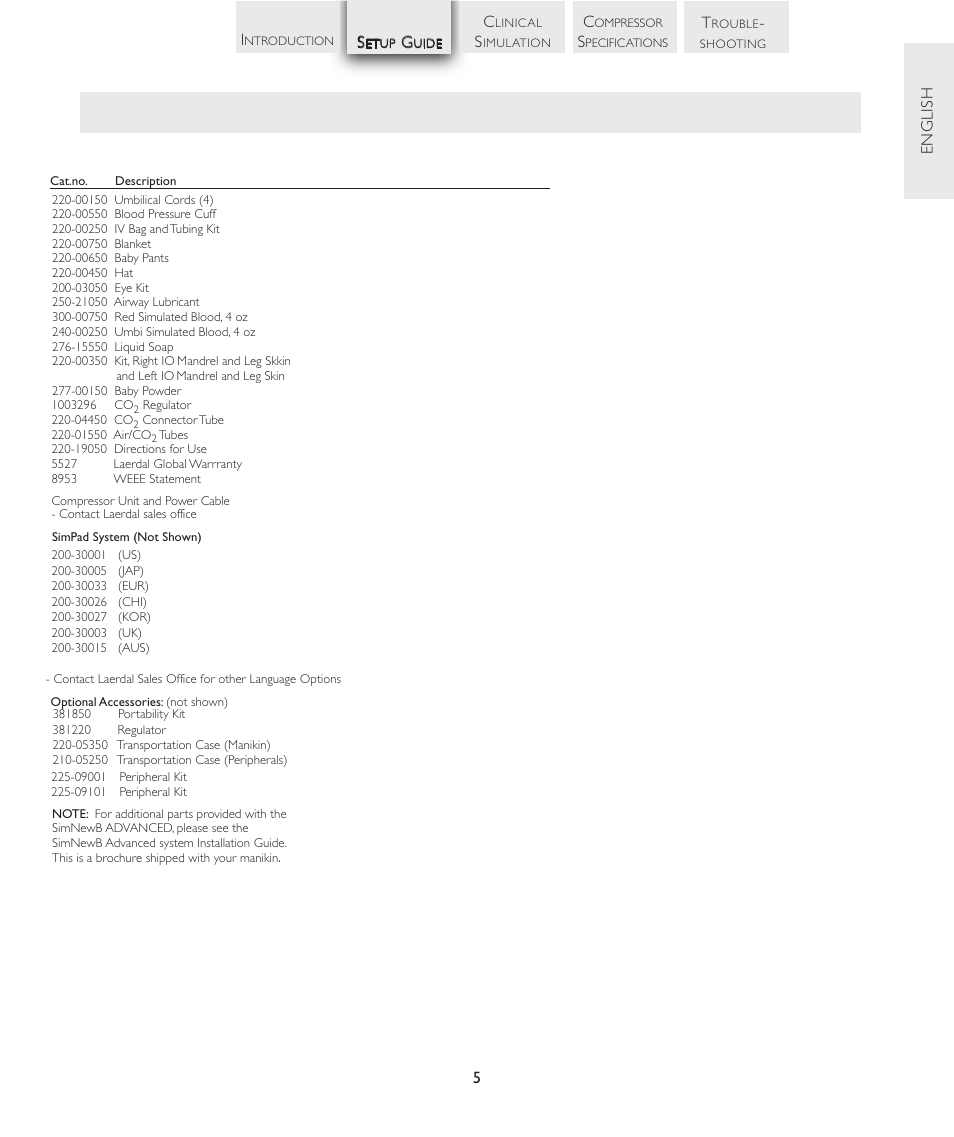 5en g li sh | Laerdal SimNewB Advanced User Manual | Page 7 / 28