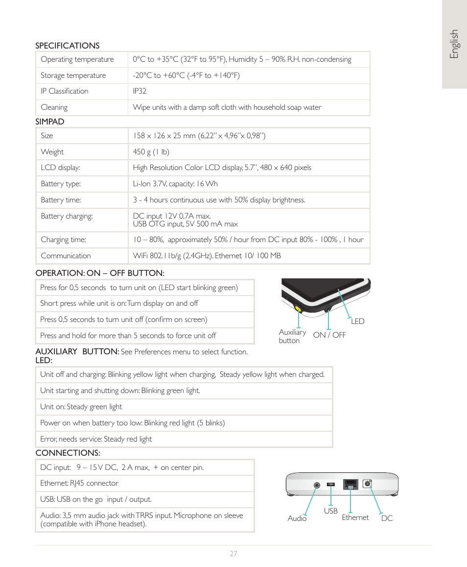 English | Laerdal SimPad User Manual | Page 27 / 36