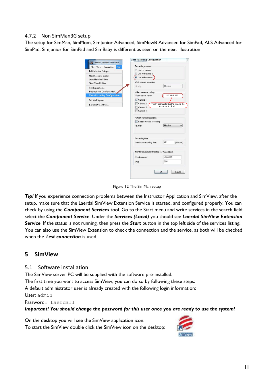 Simview, Software installation, 5 simview | Laerdal SimView User Manual | Page 11 / 48