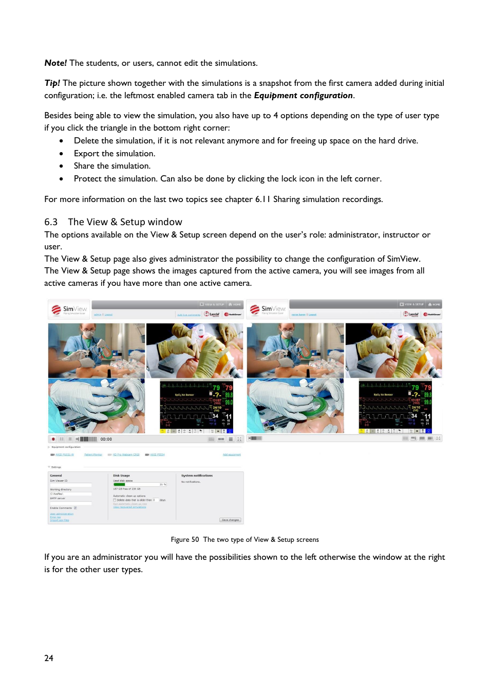 The view & setup window | Laerdal SimView User Manual | Page 24 / 48