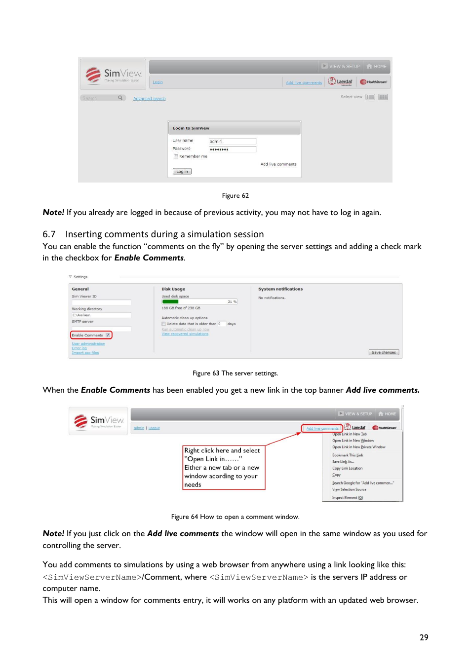 Inserting comments during a simulation session | Laerdal SimView User Manual | Page 29 / 48