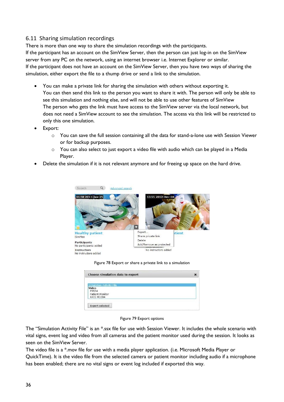 Sharing simulation recordings | Laerdal SimView User Manual | Page 36 / 48
