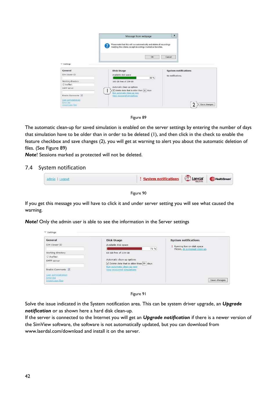 System notification | Laerdal SimView User Manual | Page 42 / 48