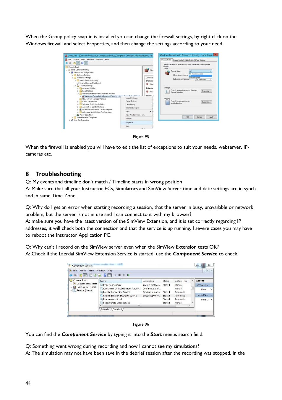 Troubleshooting, 8 troubleshooting | Laerdal SimView User Manual | Page 44 / 48