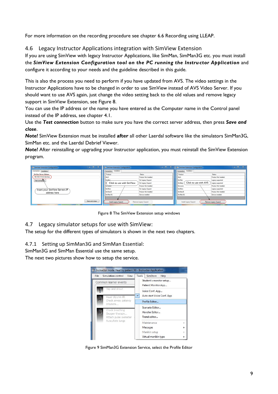 Legacy simulator setups for use with simview | Laerdal SimView User Manual | Page 9 / 48