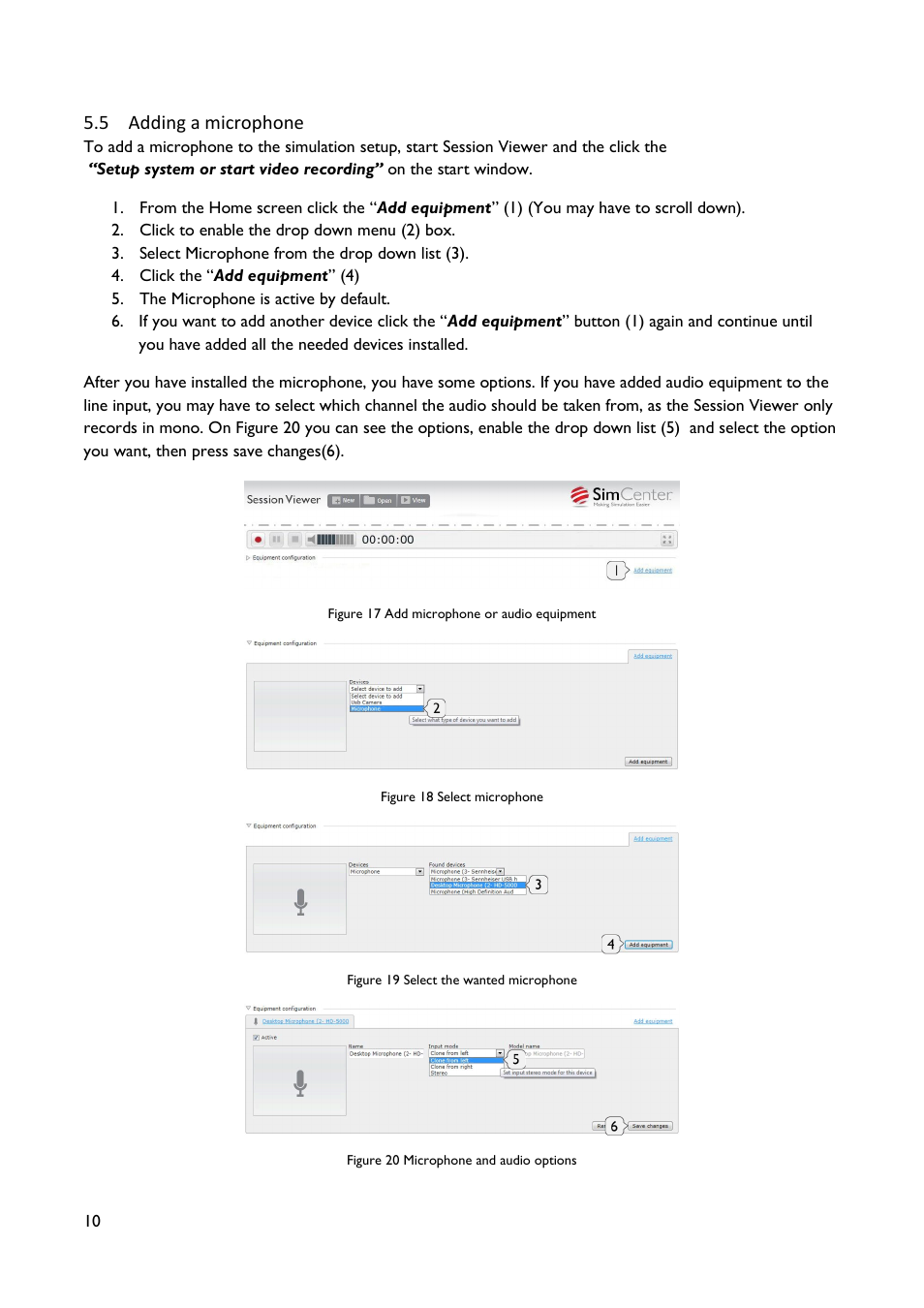 Adding a microphone, 5 adding a microphone | Laerdal SimView User Manual | Page 10 / 21