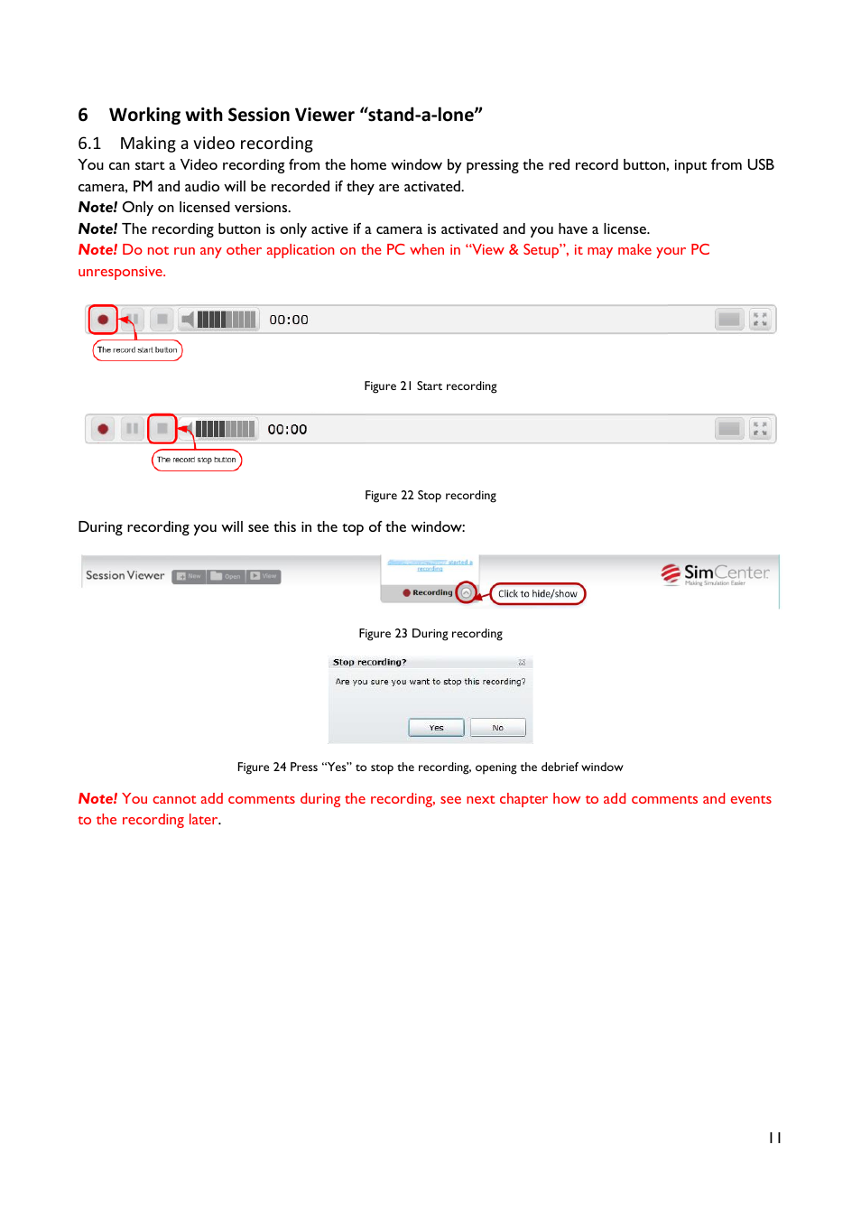 Working with session viewer “stand-a-lone, Making a video recording, 6 working with session viewer “stand-a-lone | Laerdal SimView User Manual | Page 11 / 21
