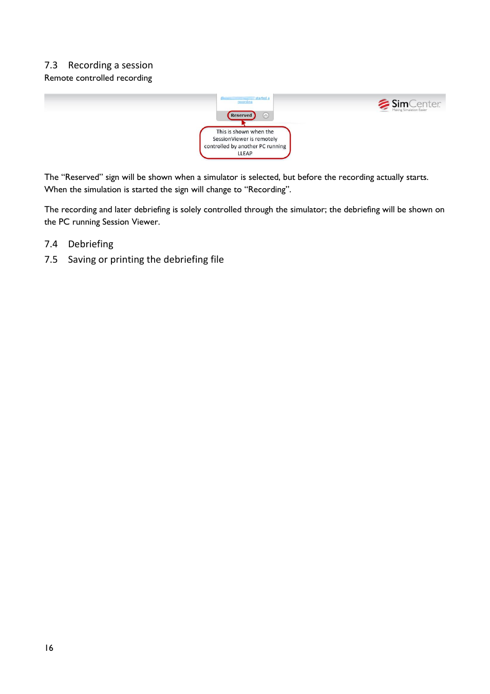 Recording a session, Debriefing, Saving or printing the debriefing file | Laerdal SimView User Manual | Page 16 / 21