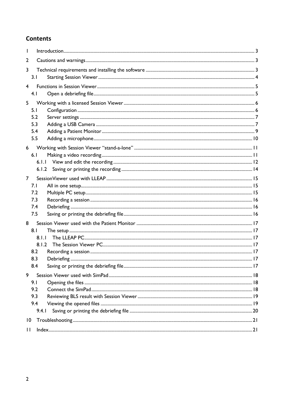 Laerdal SimView User Manual | Page 2 / 21