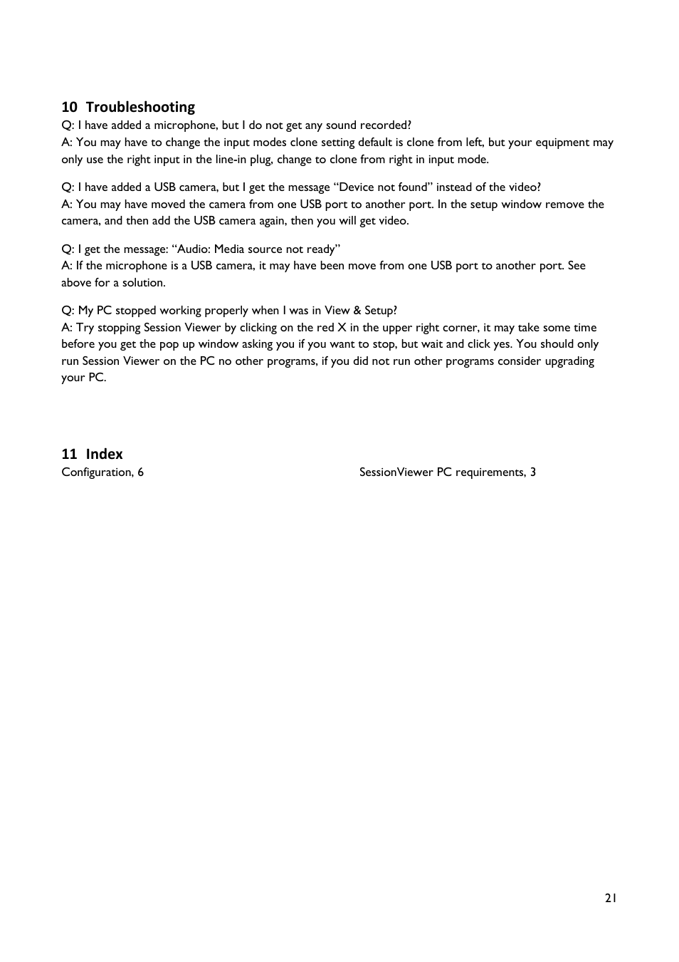 10 troubleshooting, 11 index | Laerdal SimView User Manual | Page 21 / 21