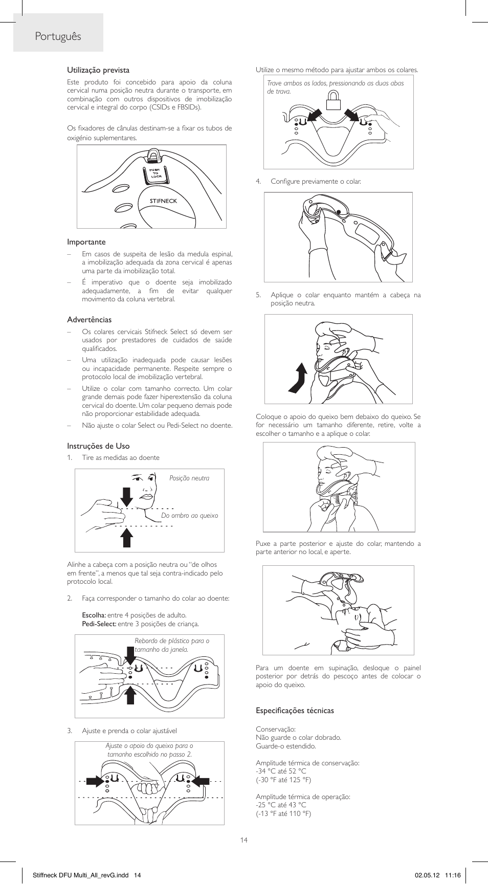 Português | Laerdal Stifneck Select Collars User Manual | Page 14 / 24