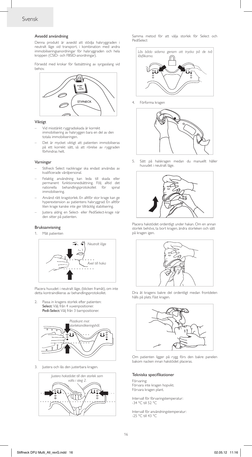 Svensk | Laerdal Stifneck Select Collars User Manual | Page 16 / 24