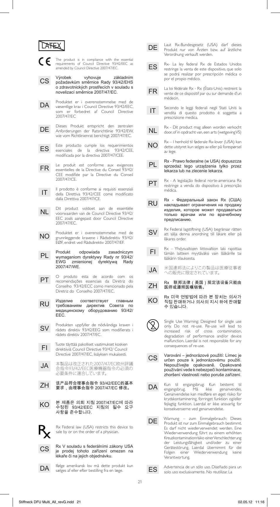 Latex | Laerdal Stifneck Select Collars User Manual | Page 21 / 24