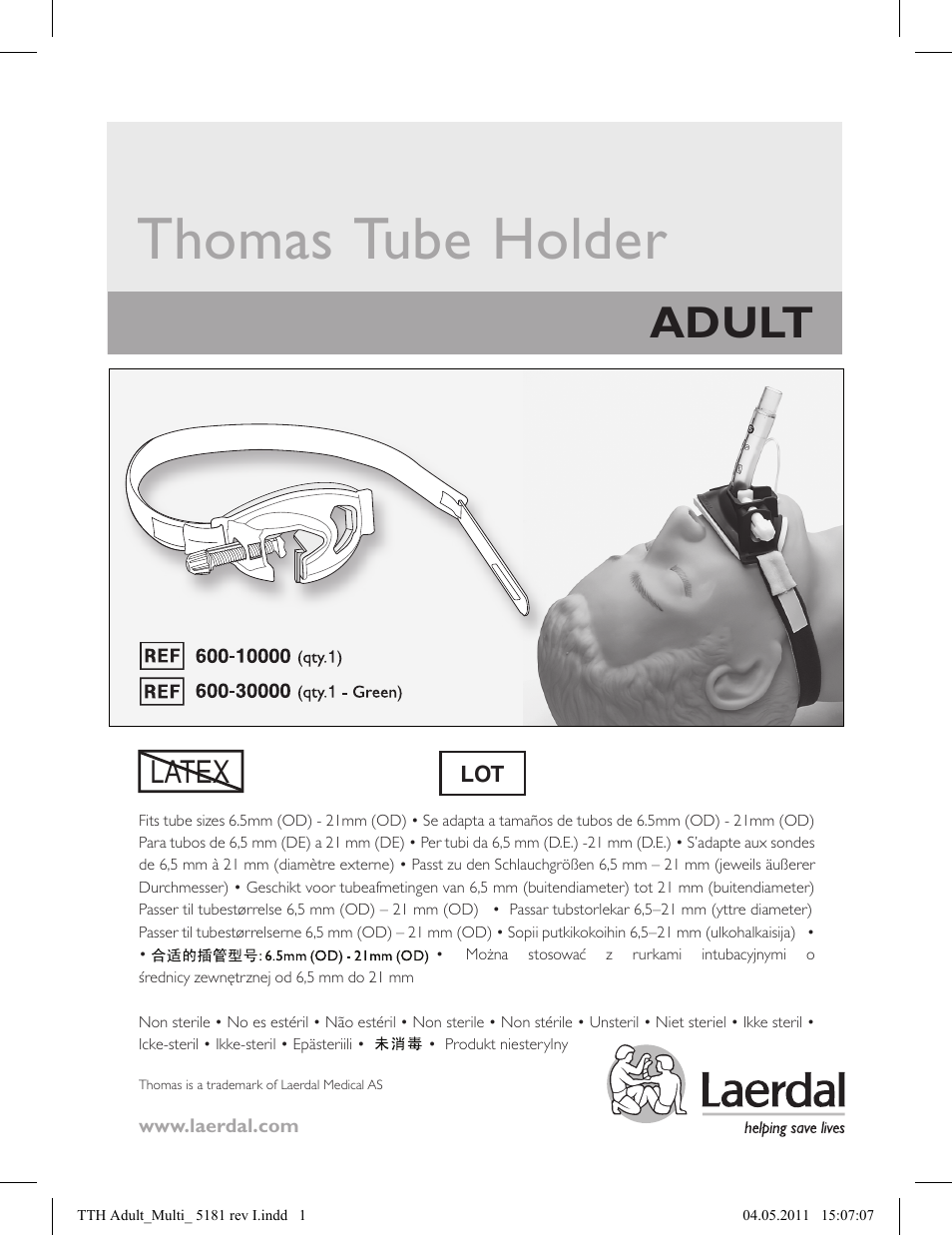 Laerdal Thomas Tube Holder User Manual | 20 pages