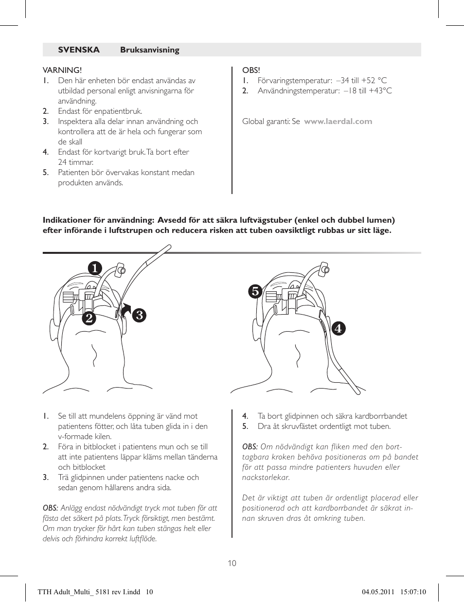 Directions for use, thomas tube holder | Laerdal Thomas Tube Holder User Manual | Page 10 / 20