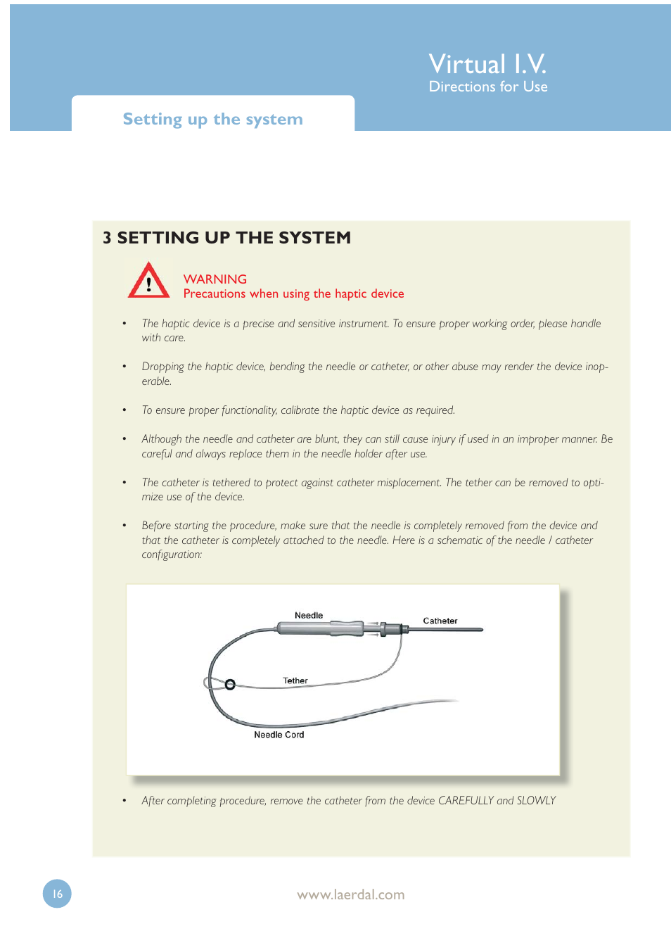 Virtual i.v, 3 setting up the system, Setting up the system | Laerdal Virtual IV User Manual | Page 16 / 103