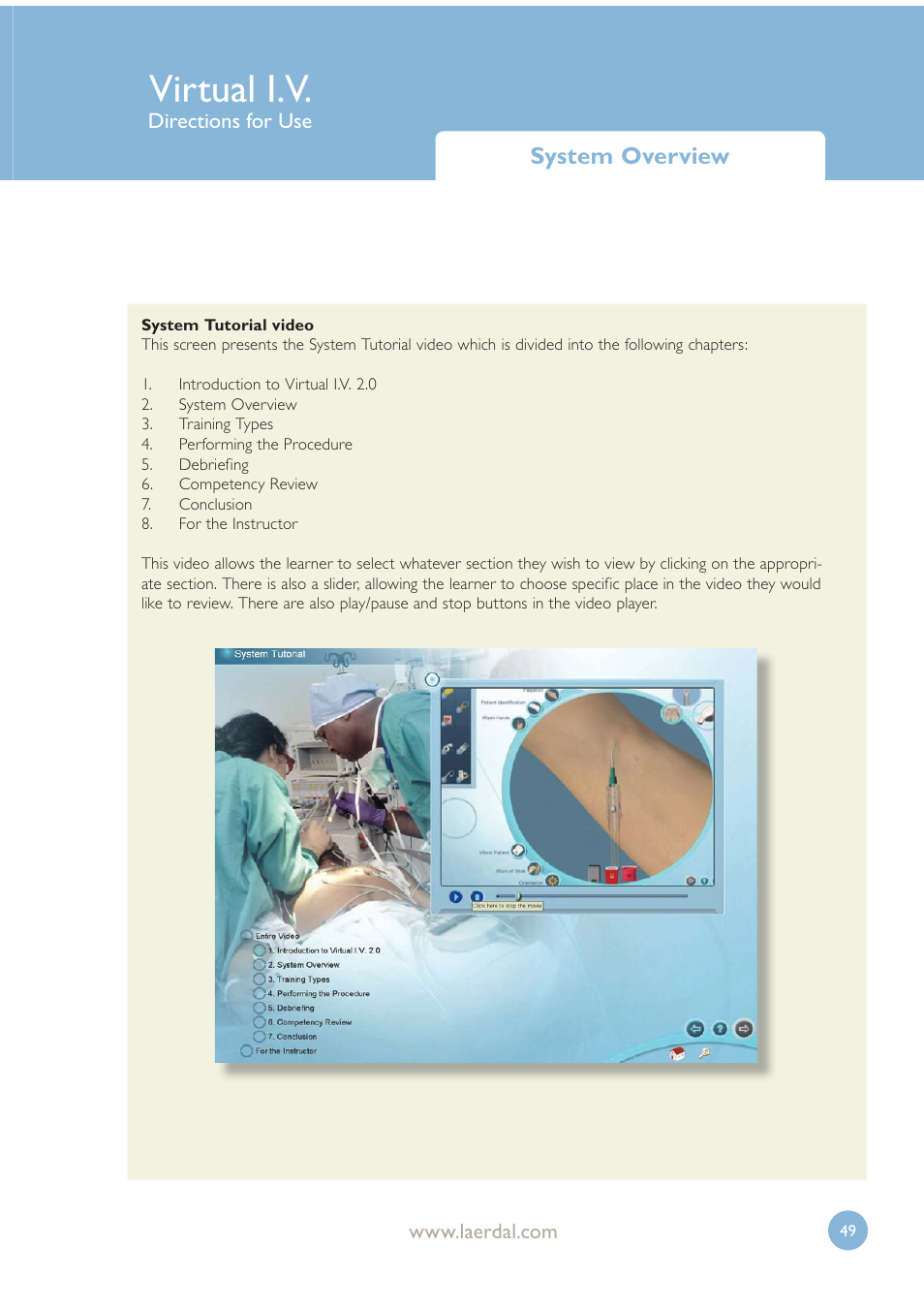 Virtual i.v, System overview | Laerdal Virtual IV User Manual | Page 49 / 103