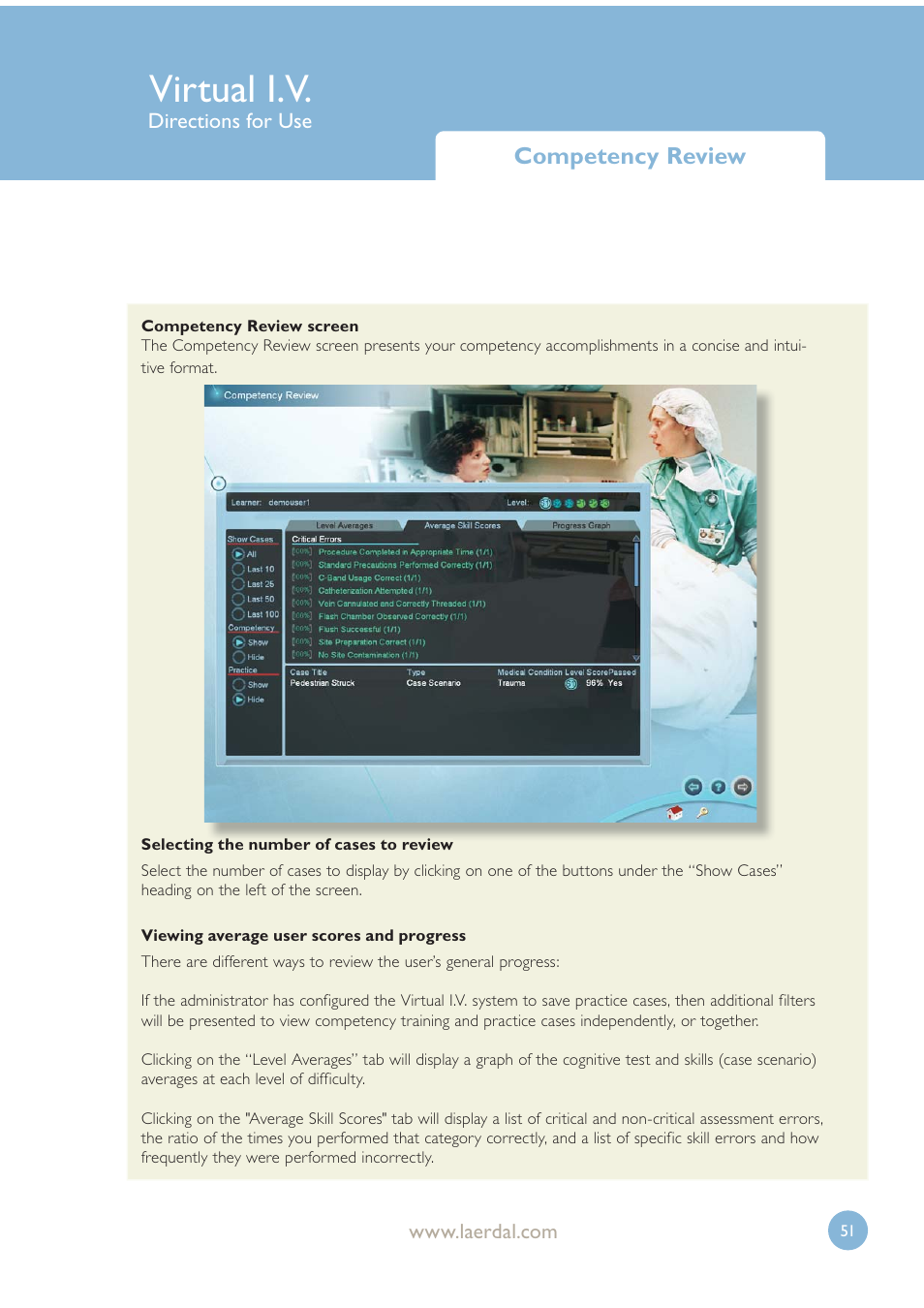 Virtual i.v, Competency review | Laerdal Virtual IV User Manual | Page 51 / 103