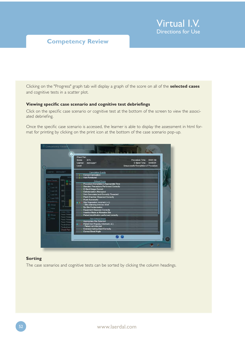 Virtual i.v, Competency review | Laerdal Virtual IV User Manual | Page 52 / 103