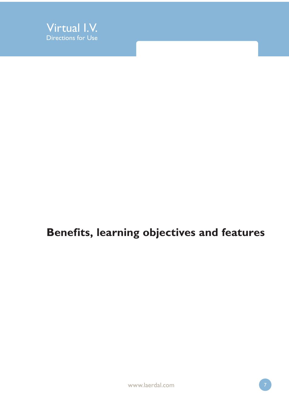 Virtual i.v, Benefits, learning objectives and features | Laerdal Virtual IV User Manual | Page 7 / 103