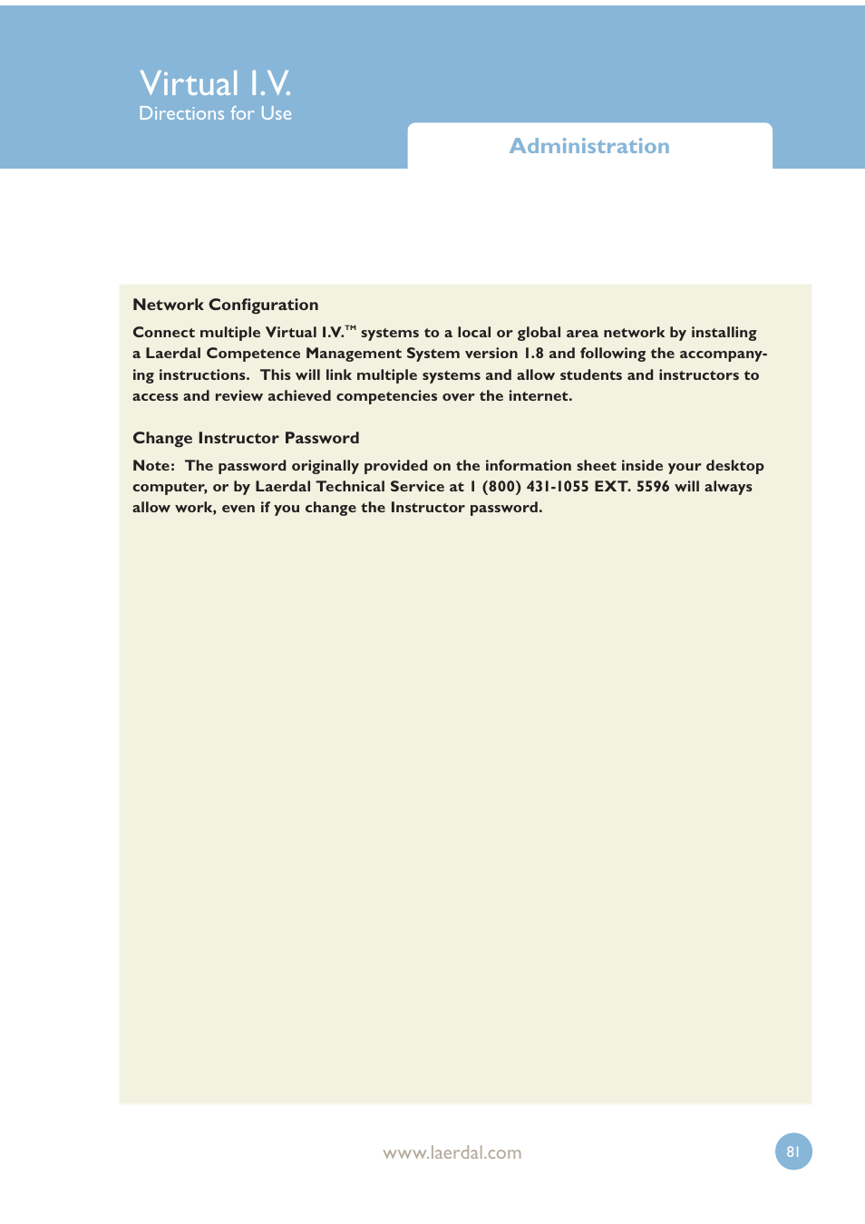 Virtual i.v, Administration | Laerdal Virtual IV User Manual | Page 81 / 103