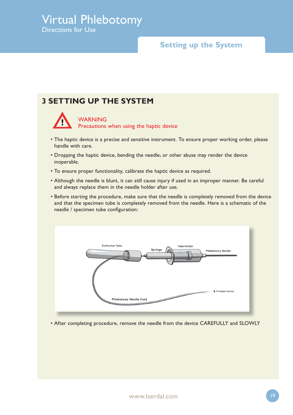 Virtual phlebotomy, 3 setting up the system, Setting up the system | Laerdal Virtual Phlebotomy User Manual | Page 19 / 100