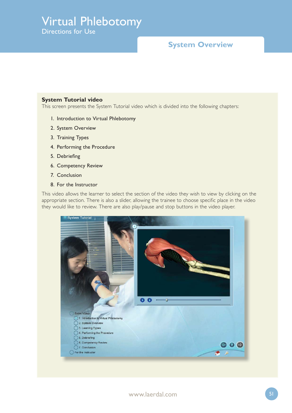 Virtual phlebotomy, System overview | Laerdal Virtual Phlebotomy User Manual | Page 51 / 100