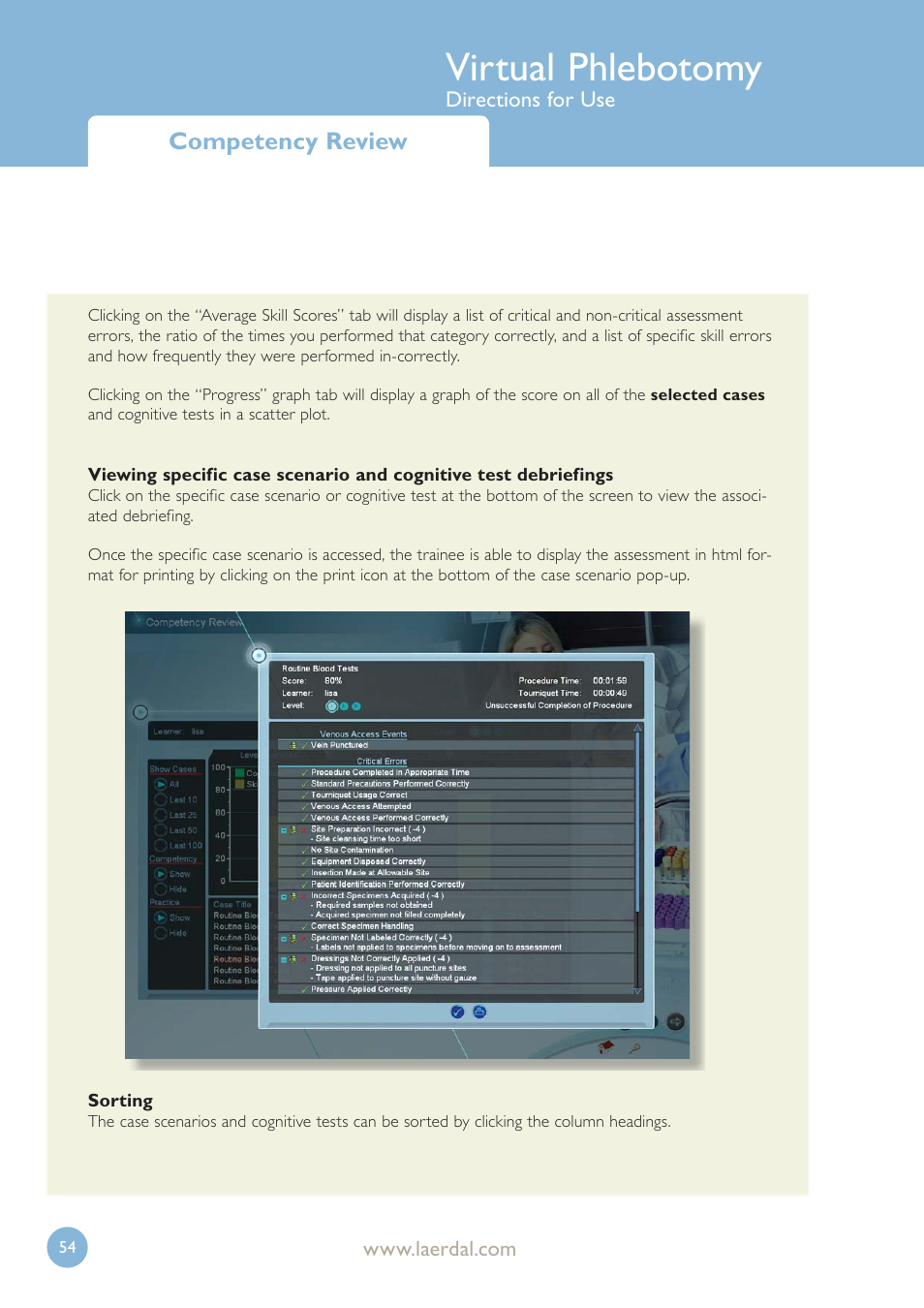 Virtual phlebotomy, Competency review | Laerdal Virtual Phlebotomy User Manual | Page 54 / 100