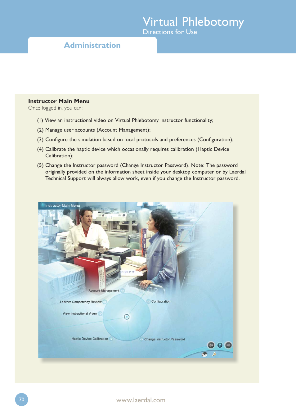 Virtual phlebotomy, Administration | Laerdal Virtual Phlebotomy User Manual | Page 70 / 100