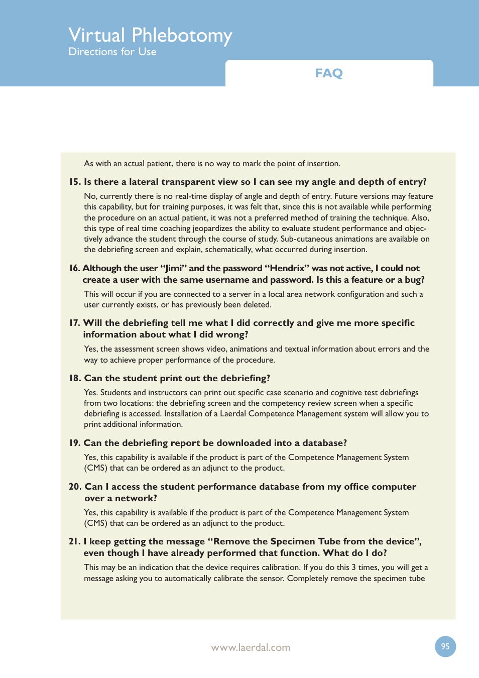 Virtual phlebotomy | Laerdal Virtual Phlebotomy User Manual | Page 95 / 100