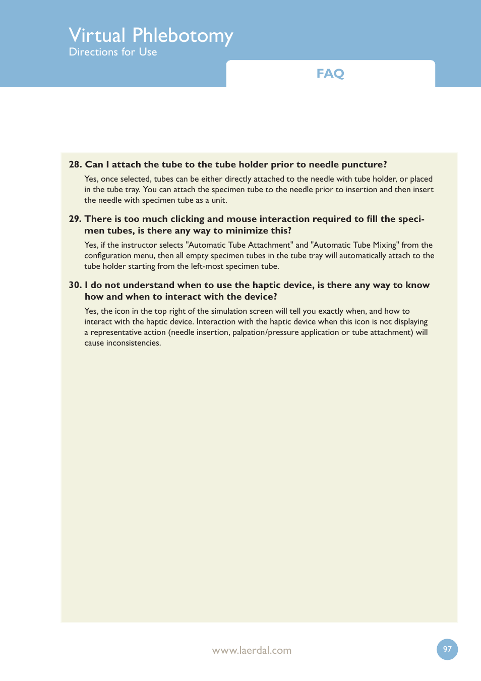 Virtual phlebotomy, Single case model list | Laerdal Virtual Phlebotomy User Manual | Page 97 / 100