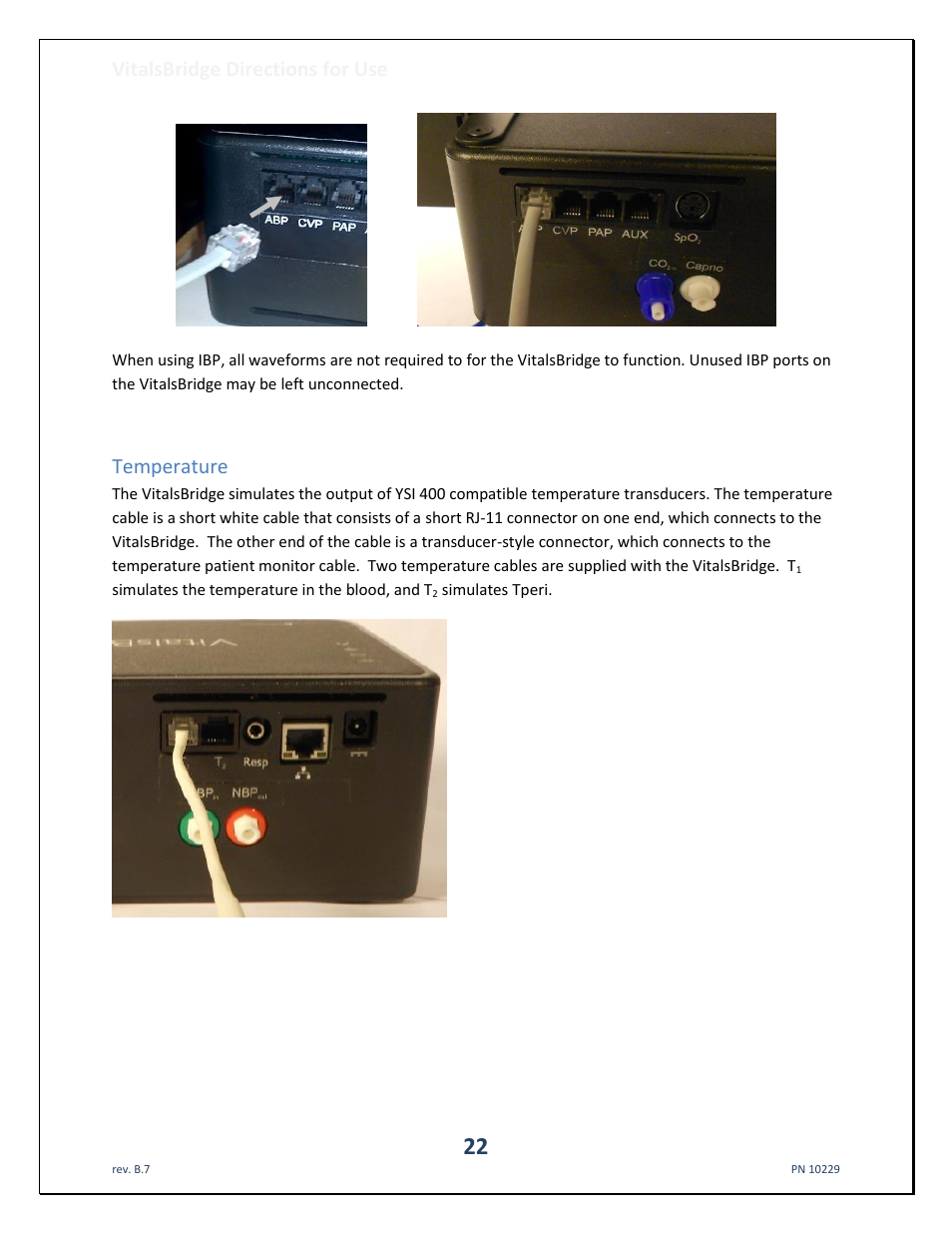 Temperature, Vitalsbridge directions for use | Laerdal VitalsBridge User Manual | Page 23 / 39