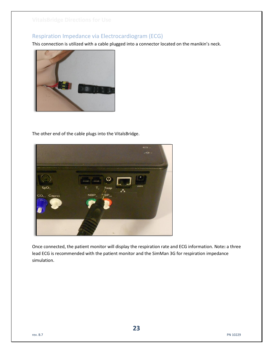 Respiration impedance via electrocardiogram (ecg) | Laerdal VitalsBridge User Manual | Page 24 / 39
