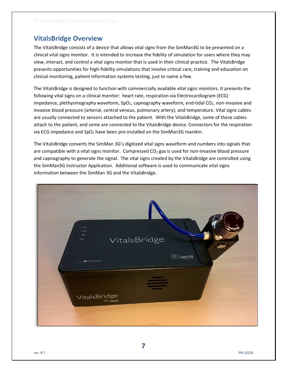 Vitalsbridge overview, Vitalsbridge directions for use | Laerdal VitalsBridge User Manual | Page 8 / 39