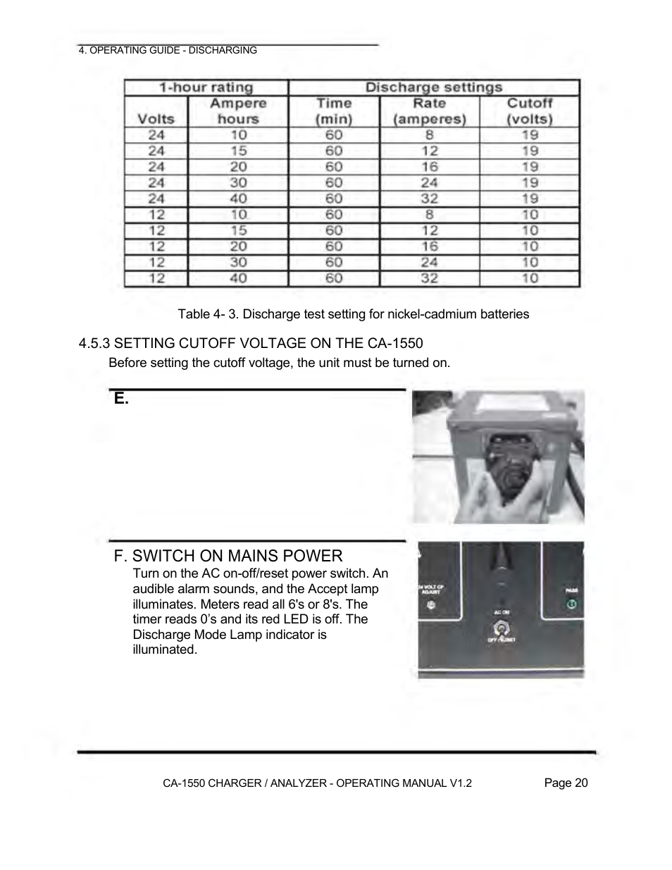 E. f. switch on mains power | Lamar Technologies CA 1550 User Manual | Page 22 / 41